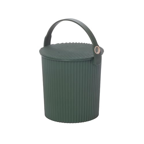 Hachiman Micro Bucket - 0.18 Gallon Heavy Duty Bucket with Lid and Handle - Hands-Free Filling - Easy to Stack and Store - Indoor Outdoor Use - 4.9 x 4.6 - Garden Green