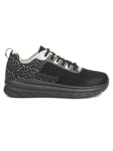 Image of Liberty Force 10 MATCHER-3E Lacing Sports Running Shoes for Men - Black & Teal Blue | Comfortable and Durable | Suitable for Lace-Up Gym, Walking, Jogging & Outdoor Shoes for Gents | Cushioned Footbed