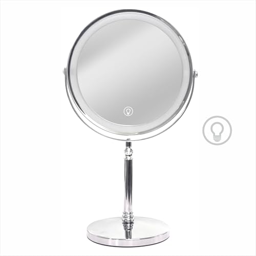 Espejo de Maquillaje Redondo con Luz LED y Aumento 10X