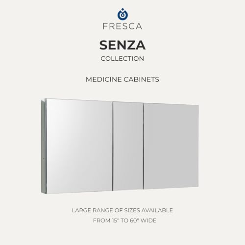 Image of Fresca Bath 30 inch W x 36 inch H Modern Bathroom Medicine Cabinet with Mirrors, Recessed or Wall-Mount Installation, 4 Adjustable Glass Shelves, 2 Mirrored Doors - #FMC8091