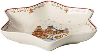 Villeroy & Boch Winter Bakery Delight Medium Star, Gingerbread Village, Dish for Biscuits, Premium Porcelain, Red, Multi-Coloured, 24.5 cm, Bowl