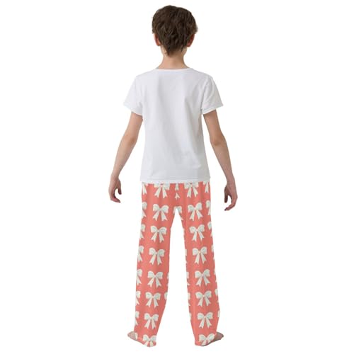 Pajama Bottoms, Bows Pajamas Pant Sleep Long Pants White Lounge Wear Sleepwear Pjs3