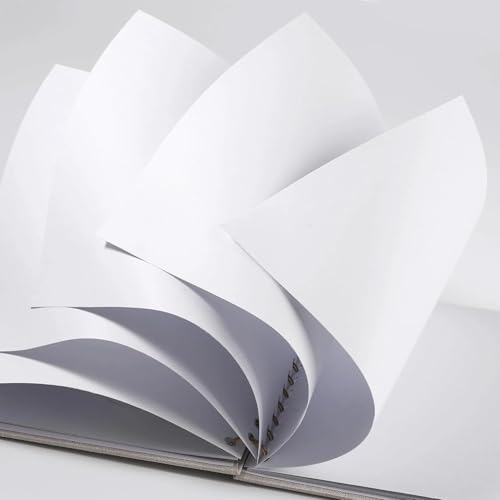 Álbum de recortes J.west de 40 páginas (8 x 8 pulgadas), cubierta negra de lino, tapa dura gruesa, papel kraft blanco, ideal para proyectos de arte y manualidades miniatura 3