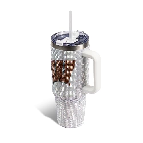 Image of The Memory Company Officially Licensed 40oz White Bling Game Day Tumbler, University of Wisconsin