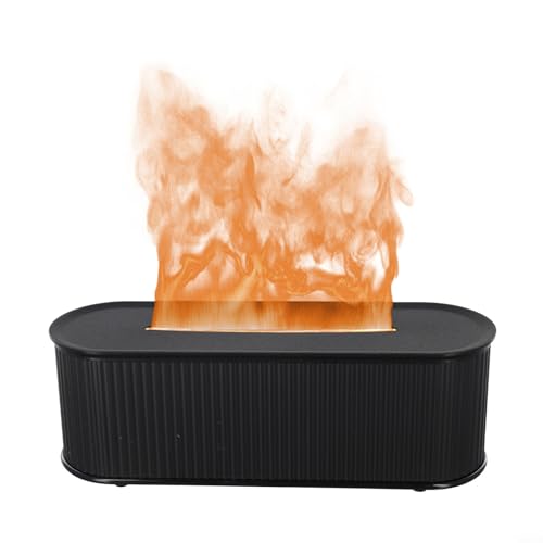 Honseadek Humidificador de llama difusor de aceite esencial, 7 colores cambiantes, sin agua, apagado automático (negro)