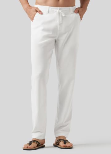 Image of Willit Men's Linen Pants Casual Lightweight Drawstring 29 inch 30 inch 32 inch