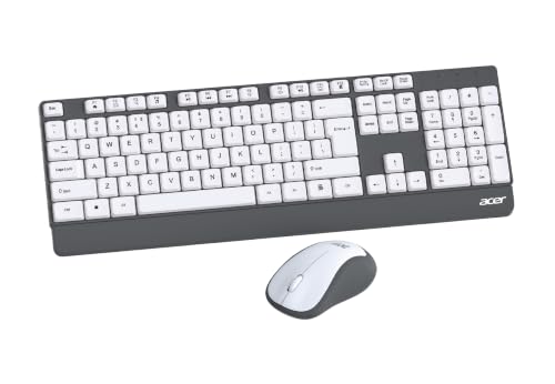 Image of Acer OfficeLite KM300 Wireless Keyboard & Mouse Combo | 2.4GHz USB Nano Receiver | 104-Key Full-Size Keyboard with Multimedia Keys | Silent Optical Mouse | Plug & Play | Windows, macOS & Linux - White