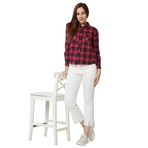 Image of Spykar Women's Cotton Regular Fit Indigo Shirts