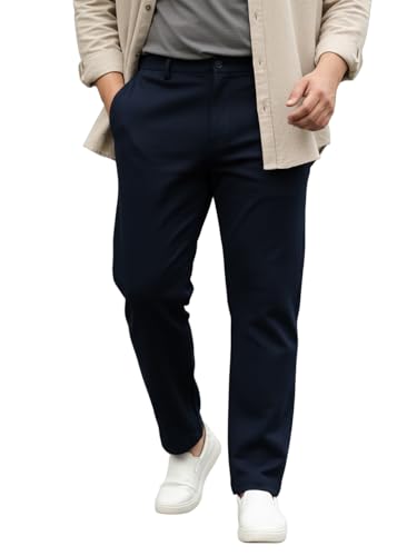 Image of Urbano Plus Men Mid Rise Cotton Regular Fit Casual Chino Pants Stretch