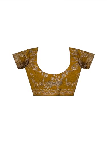 Image of SIRIL Women's Tissue Silk Scalloped Border Embroidery Saree with Unstitched Blouse Piece