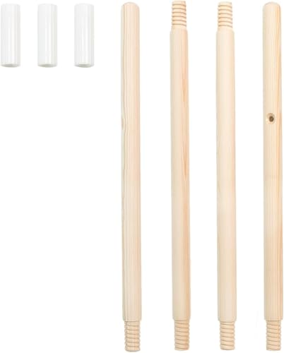 Replacement Wood Poles for Kids Teepee Tent, 69 Inch Length Composed of 4 Short Poles & 3 Connectors for Play Tents