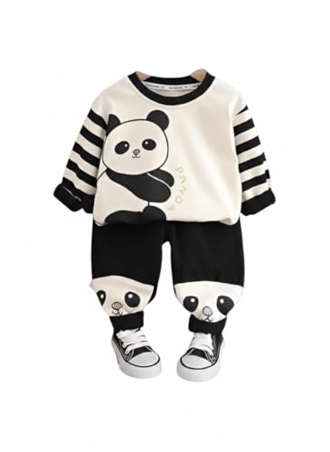 Image of Sundar Fashion Baby Boys & Girls Panda Print Clothing Set | Full Sleeve Cotton Sweatshirt & Pants | Soft Winter Outfit for Infants & Toddlers (0-3 Months to 5-6 Years)