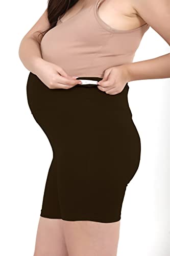 Image of Women's Cotton Maternity Shorts Over The Belly for Pregnant Women for Pre & Post Pregnancy