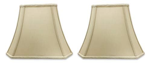Image of Royal Designs, Inc. DS-68-12BG-2 Rectangle Cut Corner Bell Designer Lamp Shade, (5x6.5) x (8.5x12) x 9.5, Beige, 2-Pack