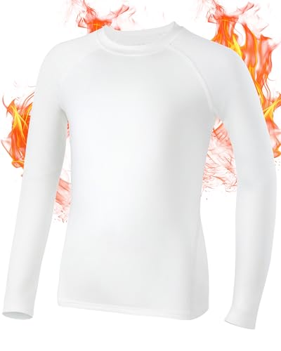 Roadbox Boys Compression Thermal Shirt - 1-2 Pack Youth Long Sleeve Fleece Base Layer Undershirts Football Baseball
