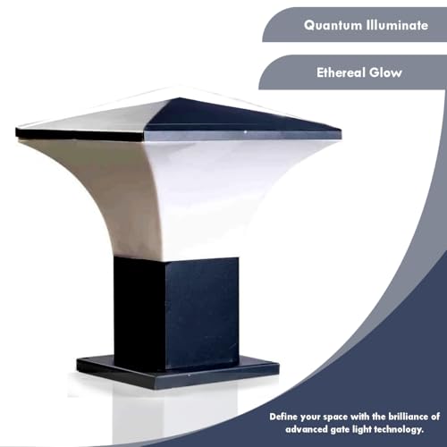 Image of SINOMAN Modern Gate Light Outdoor Waterproof Post Lamp with Wide Glow Design Decorative Fence and Entrance Lighting for Home, Villa, or Garden (Plastic) (Without Bulb)