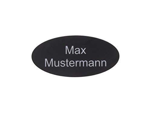 chapa buzón personalizada | Placa grabada personalizada autoadhesiva | nombre y número | Muchas tallas | Resistente a la intemperie | Grabado láser (8x3,5cm Oval, Negro-Plata)