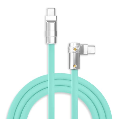 chubbycable 240W Charging Cable 90° USB C to C Cable, Light Blue, 3.3FT