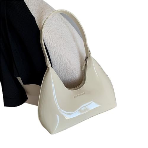 JFNKLFG Bolso de hombro for mujer, charol, impermeable, for la axila, color liso para el trabajo y los viajes(Beige)