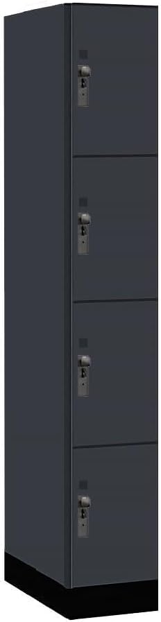 Salsbury Industries 44161CM 12 in. Wide Premier Wood Locker - Four Tier - 1 Wide - 6 ft. High - 21 in. Deep - Carbon Mesh - Hasp