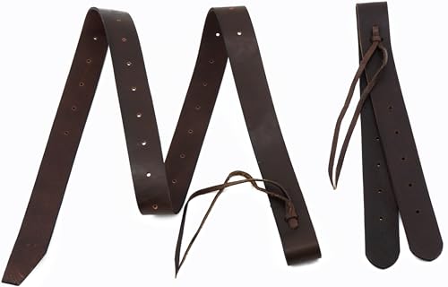 Jeereal Heavy Oil Harness Leather Latigo, Off Billet, Cinch Straps Set for Western Horse Saddle (Dark Coffee)