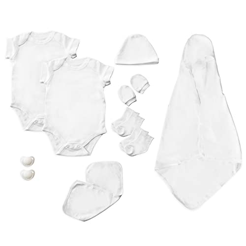 Image of Unisex Baby Brand Layette Unisex-9pc Newborn Clothes & Accessories Set.,