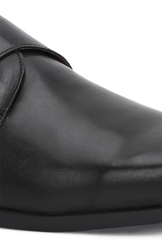 Image of Louis Philippe Men Premium Leather Breathable Lining Material Anti Slip with Heel TPR Sole Formal Monk Shoes