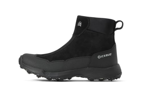 Icebug Metro2 BUGrip Women’s Winter Walking Boots – Suede Upper – Carbide Studded Traction Sole – Zipper Closure – Black – US 8.5