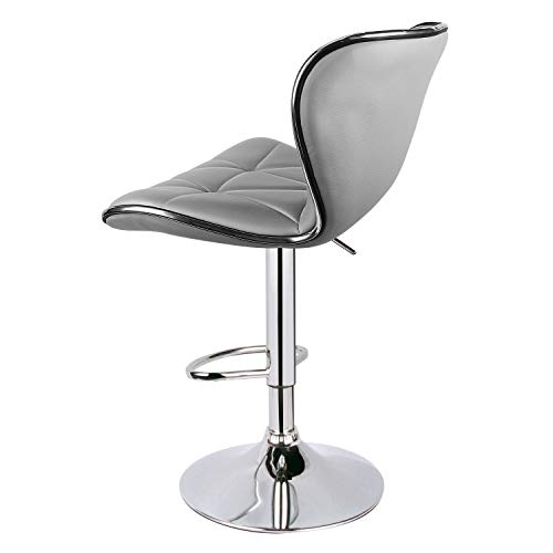 Leader Shell Back Bar Stools Set Of 2, Adjustable Bar Stool With Back, Swivel Barstools (Light Gray) #TOP5