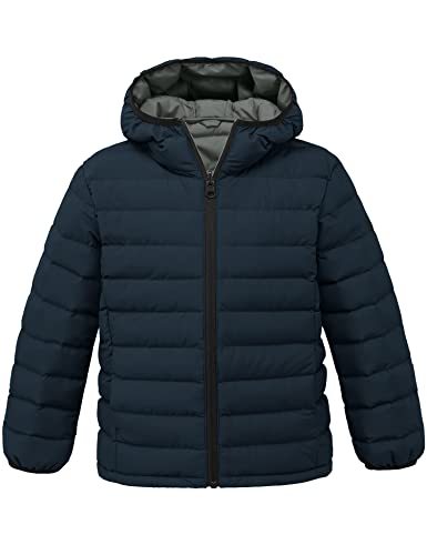 Wantdo Boy's Lightweight Puffer Jacket Packable Bubble Coat Boys' Outerwear Jackets & Coats With Hood Navy Green 8 #TOP16