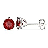 Aeon Birthstone Stud Earrings - January Red Garnet | 925 Sterling Silver & Cubic Zirconia | One Pair