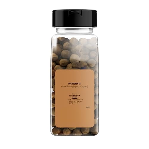 Unpretentious Whole Nutmeg (2 Cup) Reusable Plastic Spice Container, Ideal for Eggnog & Holiday Dishes, Baked Goods, Sweet & Savory Dishes