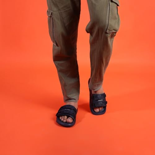 Image of CHUPPS Element Grey & Black Drift Orthopedic Slippers | Soft Footpharma Footbed | Breathable Ventilation Holes | Lightweight Flip Flops | Anti-Skid Chappals for Everyday For Mens
