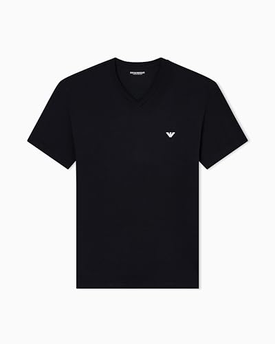 Emporio Armani T-Shirt Homme Essential Coton Col V Noir L Ajusté, Noir, L