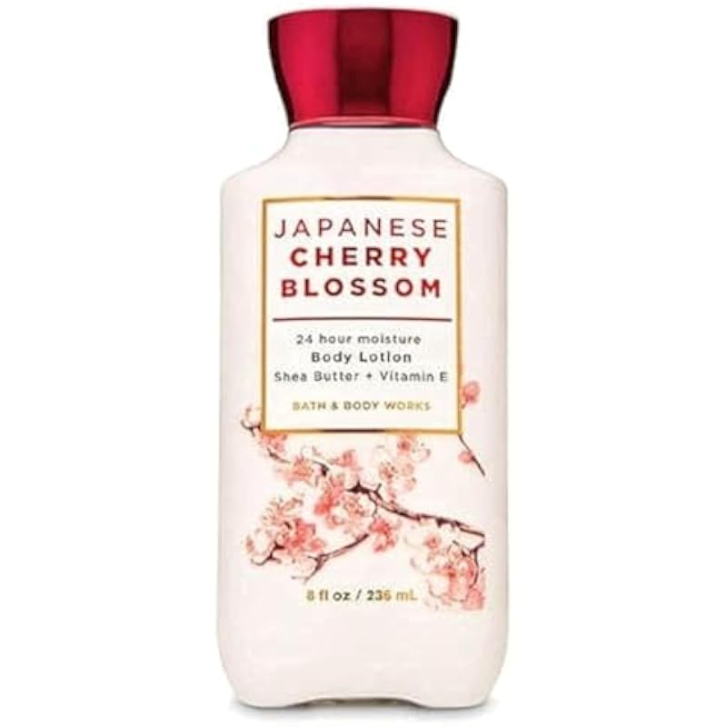Bath and Body Japanese Cherry Blossom 24 Hour Moisture Super Smooth Body Lotion with Shea Butter, Coconut Oil and Vitamin E 8 fl oz / 236 mL