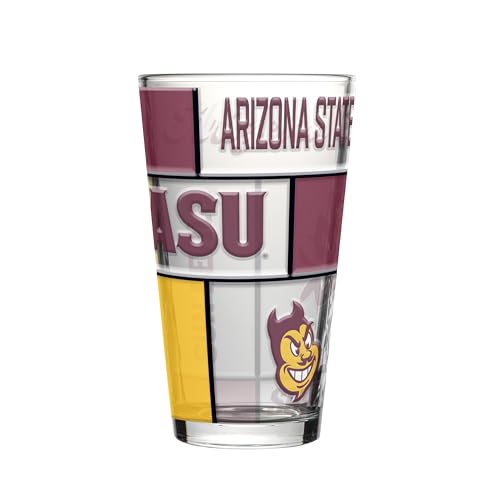 Image of Logo Brands NCAA oz Stained Glass Pint Glass - 3D Embossed Logo & Bold Team Colors - Durable Sports Fan Beer Glass for Home, Bar & Tailgates