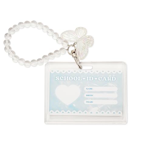 Porta-cartões fotográficos K Pop porta-cartões de foto transparente com pingente de borboleta cordão protetor de cartão acrílico K-Pop porta-fotos porta-retrato 7,6 cm álbum de fotos chaveiro para