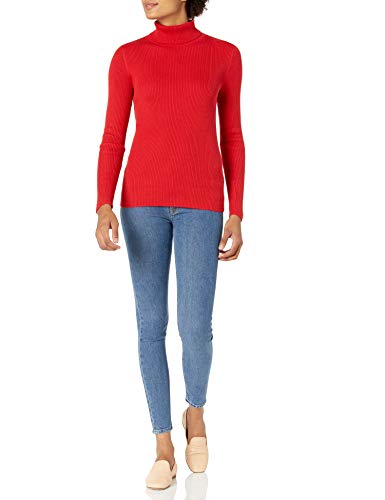 Amazon Essentials Women's Slim-Fit Lightweight Long-Sleeve Ribbed Turtleneck Sweater, Cherry Red, Small - image 4