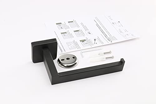 Tocten Toilet Paper Holder-Bathroom Tissue Holder Fit Big Roll Paper, Made Of Thicken Sus 304 Stainless Steel, Square Paper Roll Holder Wall Mount Suitable For Bathroom, Kitchen, Office (Black, 6.5) #TOP7