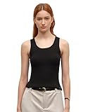 KVSS Women's Crew Neck Ribbed Knit Vest, 70% Cashmere 30% Silk E18G Gauge 60/2NM Yarn Lightweight Spring Summer Sleeveless Top Black