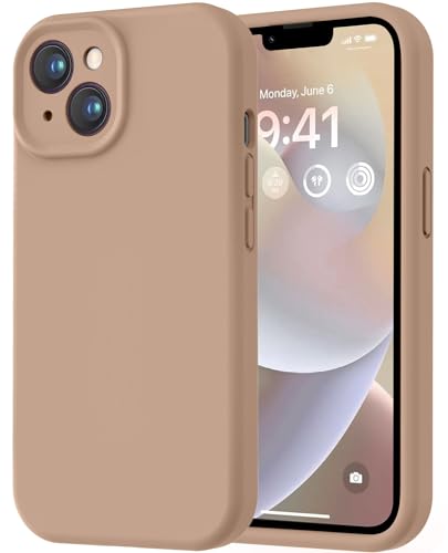 Image of LOVE 3000 Designed for iPhone 14 Case, Premium Silicone with [Soft Anti-Scratch Microfiber Lining] Shockproof Protective Phone Case for Men Women Girls 6.1 inch, Light Brown