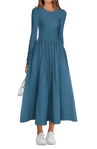 BTFBM Casual Long Sleeve Dresses Spring Dresses 2025 Wedding Guest Dress Midi Dress Flowy Bohemian Long Dress