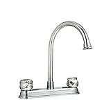 SOLVEX 2 Handle Kitchen Sink Faucet, High Arc 360 Swivel Stainless Steel Pipe 3 Hole Kitchen Faucet,
