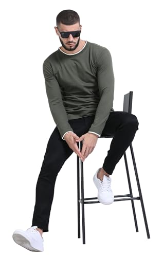 Image of fanideaz Mens Popcorn Textured Cotton Full Sleeve Round Neck T Shirt for Men Soft and Breathable Fabric Trendy Look Regular Fit Ideal for Daily Casual Wear