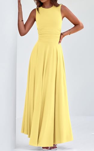 Image of PRETTYGARDEN Womens Summer Dresses 2026 Casual Sleeveless Crewneck Aline Maxi Dress Stretch Tank Flowy Long Dresses