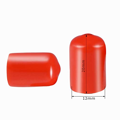 Screw Thread Protectors, PVC Rubber Round Tube Bolt Cap Plastic End Cap Cover Thread Protectors Red, Inner Dia 12mm, 50 Pcs - Image 2