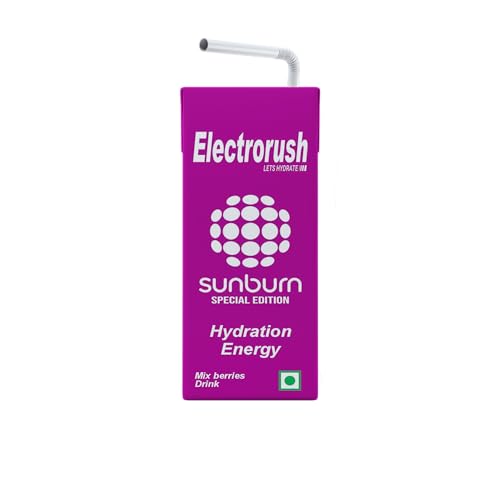 Image of Electrorush Sunburn Mix Berries Hydration Energy Ready-to-Drink 250ml (Pack of 6) | Energy Beverage with Electrolytes, Caffeine & Vitamins | Mix Berries Flavour | Instant Energy & Hydration Support