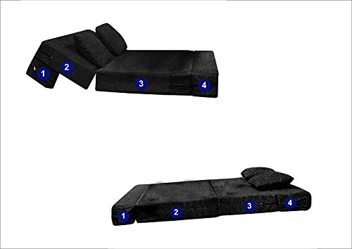 Image of Aart Store 3 Seater (5x6) Space Saving Foldable Sofa Cum Bed with Removable Washable Fabric Cover (Black)