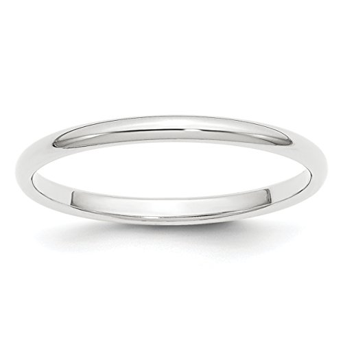 Solid Platinum 2 mm Classic Rounded Wedding Band Ring