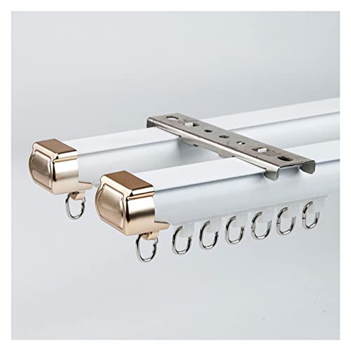Double rail de rideau robuste 500cm blanc pour fixation plafond et mur